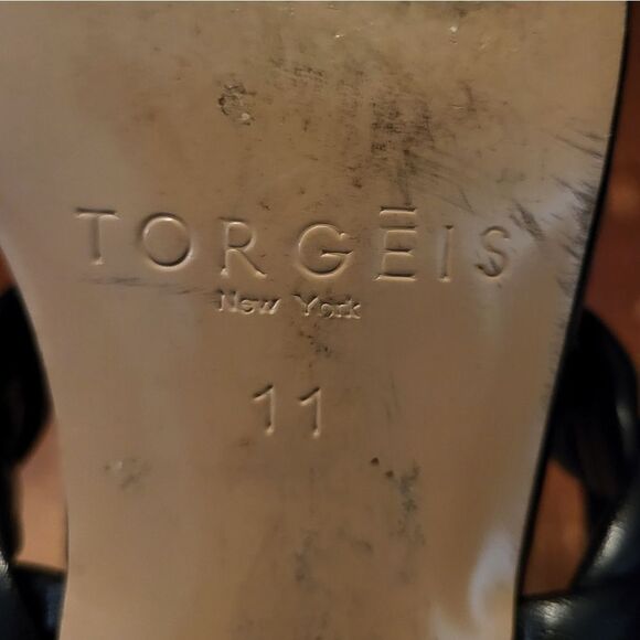 Torgeis New York Womens Square Toe Black Braid Slip On Block Heel, Size 11 - Picture 11 of 12